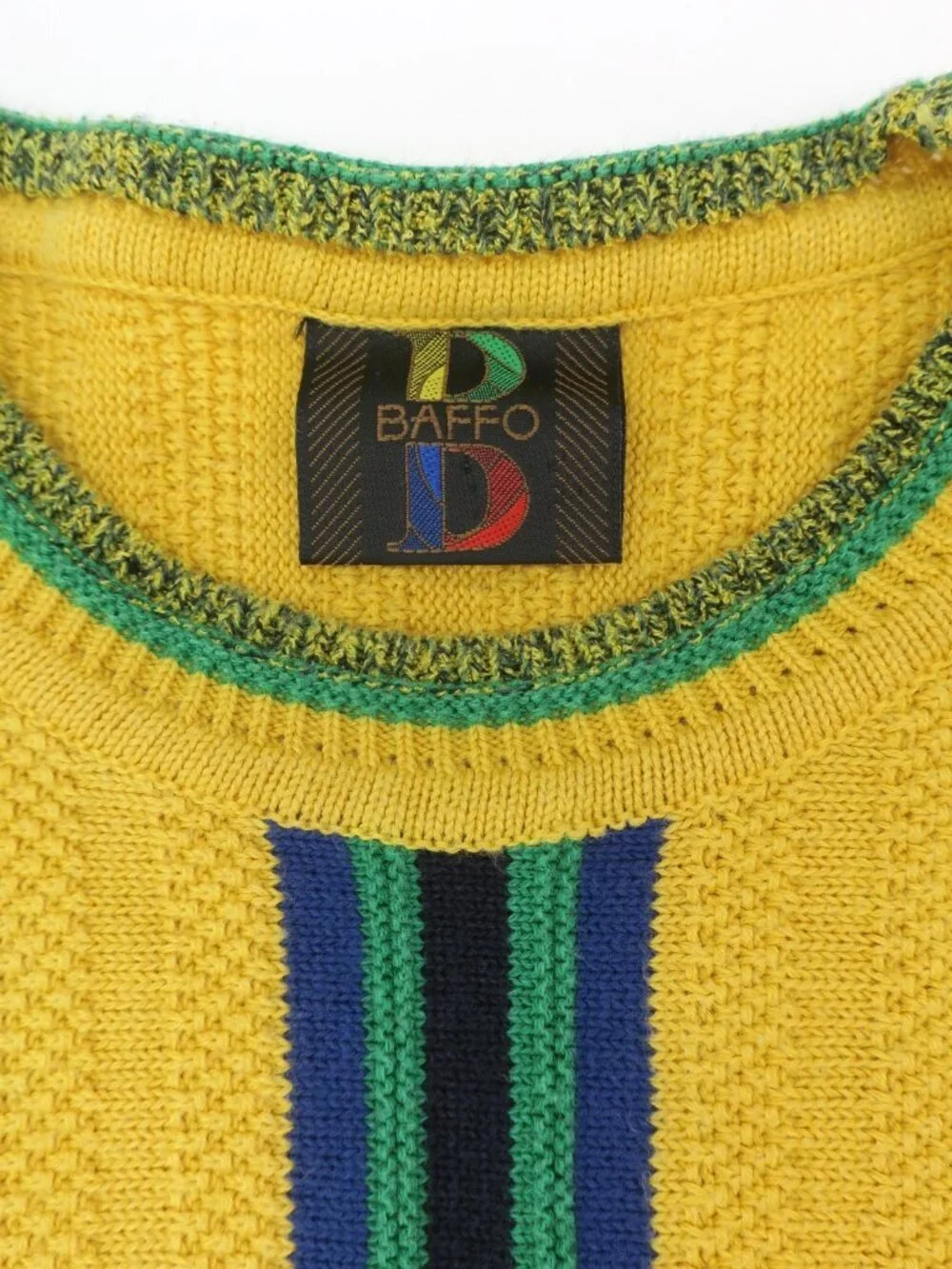 Vintage 90s BAFFO Italy Knit Sweater Men's Large Coogi Style Abstract Textured
